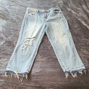 Lovervet Cropped Straight Distressed Jeans